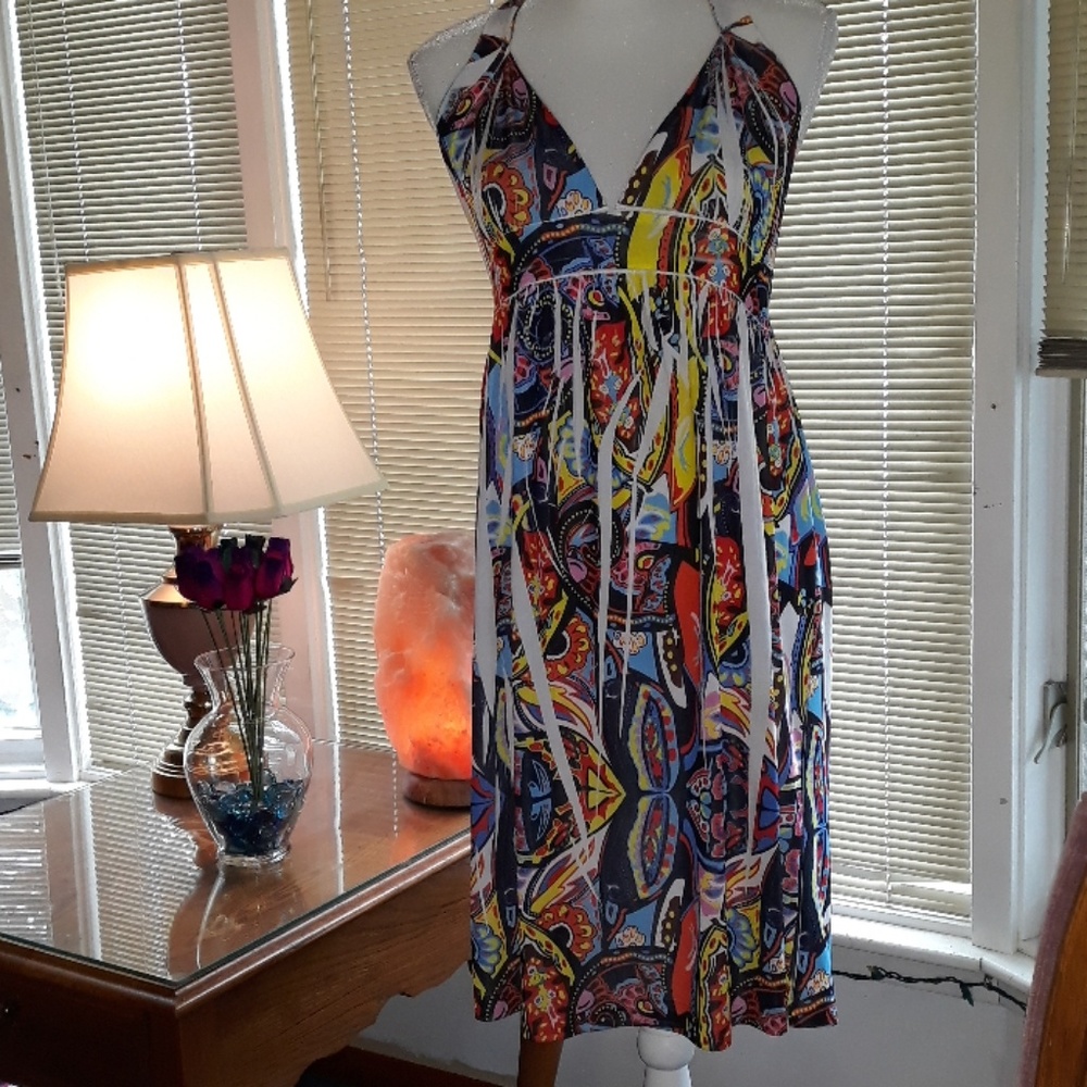 Belize halter style multicolored womens dress